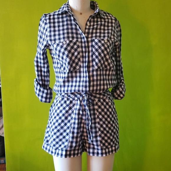 Denim & Supply Ralph Lauren Pants - Denim & Supply Gingham Check Rolled Sleeve Romper